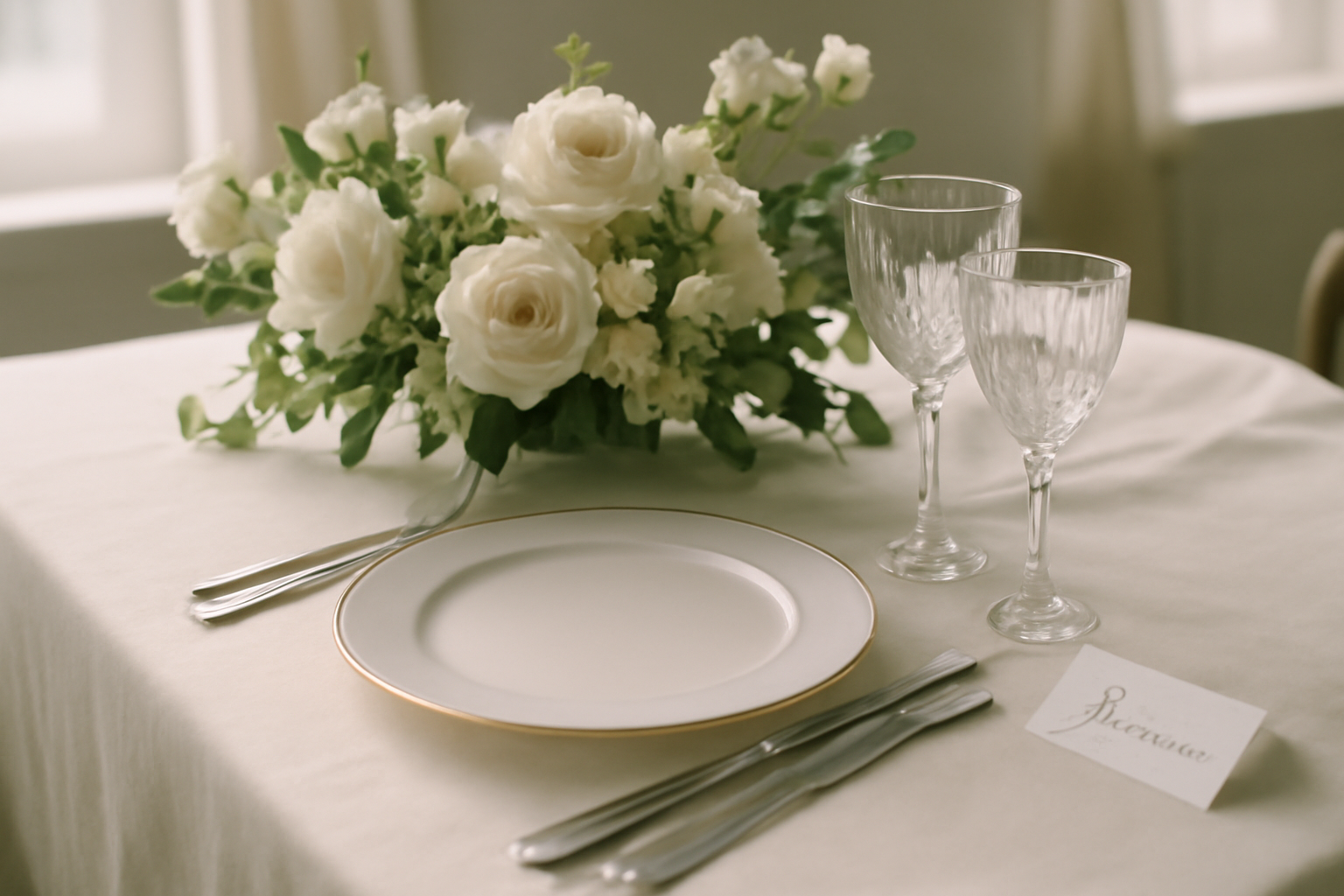 Décoration de table mariage bohème avec centre en eucalyptus, bougies en lanternes et chemin de table en jute