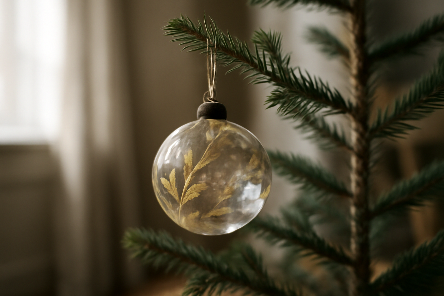 Idée déco sapin de Noël doré et blanc : étoile au sommet, rubans satinés et cadeaux assortis